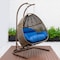 Leisuremod Wicker Hanging Double Egg Swing Chair with Blue Cushions EKDBG-57BU - alternate 4